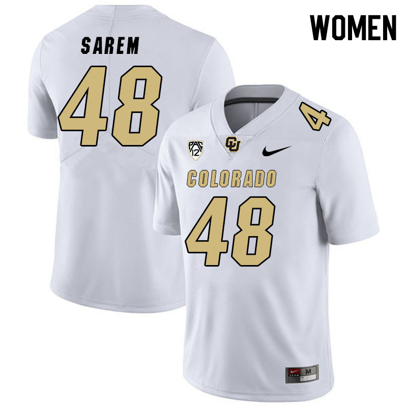 Women #48 Christian Sarem Colorado Buffaloes College Football Jerseys Stitched Sale-White